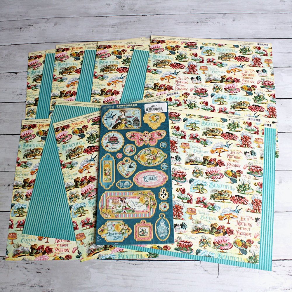 Graphic 45 Ephemera Queen Collection Cardstock Paper 12" x 12" Chipboard